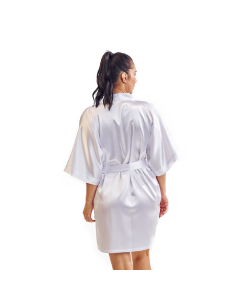 Satin Kimono Black Short Robe for Women