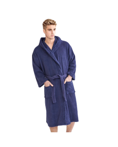 Terry Hooded Bathrobe (One Size) for Men