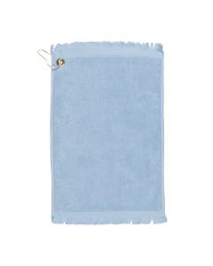 Premium Fringed Velour Golf Towel with Corner Hook &Grommet Placement-Light Blue