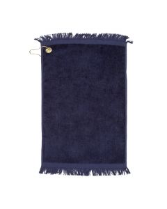 Premium Fringed Velour Golf Towel with Corner Hook &Grommet Placement-Navy