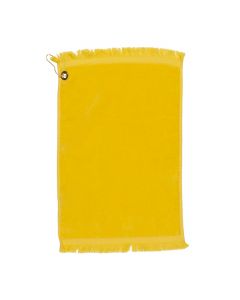 Premium Fringed Velour Golf Towel with Corner Hook &Grommet Placement-Yellow