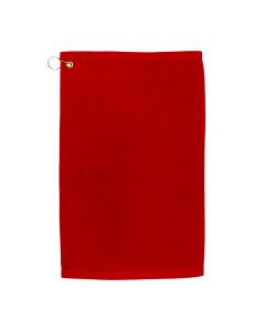 Premium 16 inch x 26 inch Velour Golf Towel with Corner Hook &Grommet Placement-Red