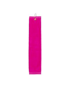 Premium 16 inch x 26 inch Velour Golf Towel with Tri-fold Hook & Grommet Placement-Hot Pink