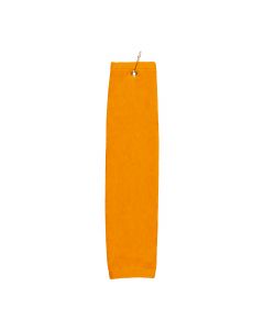 Premium 16 inch x 26 inch Velour Golf Towel with Tri-fold Hook & Grommet Placement-Orange