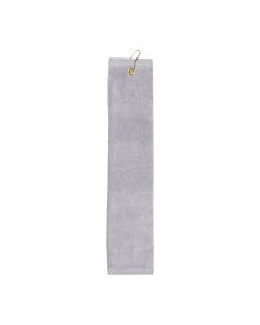 Premium 16 inch x 26 inch Velour Golf Towel with Tri-fold Hook & Grommet Placement-Silver
