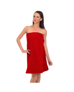 Women’s Premium Terry Velour Spa Wrap-Red