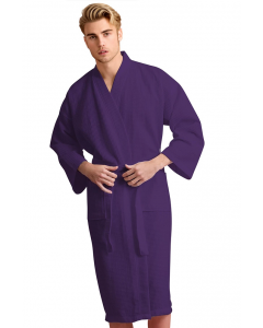 Men's Waffle Weave Stone Purple Bathrobe (One Size)