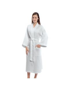 Mid Calf Length Waffle Weave Kimono Easy Fit Robe
