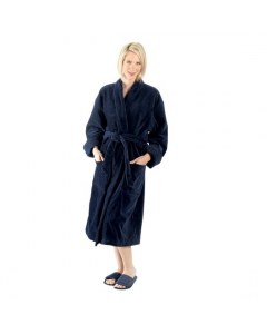 Terry velour shawl robe, 12 oz, 48"-Navy