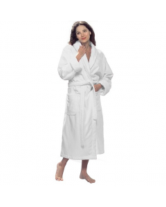 Terry velour shawl robe, 12 oz, 48"-White
